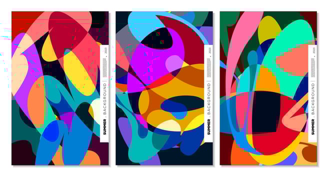 Vector colorful abstract liquid, fluid, and doodles art background for summer 2023