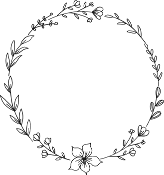Circle Floral border with hand drawn flowers and leaves png