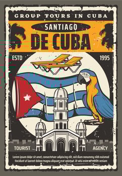 Cuba Santiago city group tours and landmark travel vector