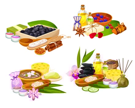 Thai SPA body care and wellness therapy items vector