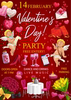 Day of love, Valentines holiday symbols, heart vector