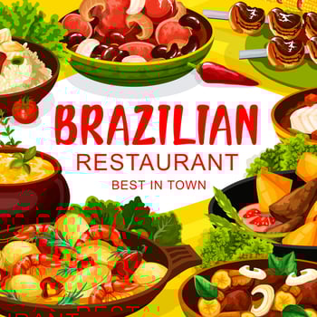 Brazilian cuisine food, Brazil traditional dishes vector