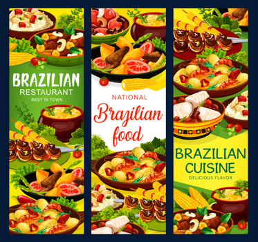 Brazilian cuisine menu banners, vector