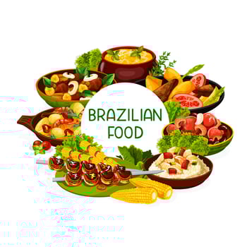Brazilian food cuisine, Brazil meat and fish dish vector