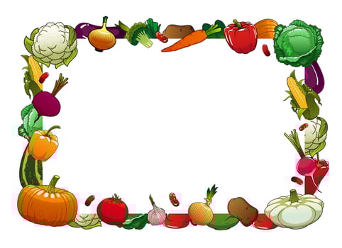 Farm ripe vegetables vector frame