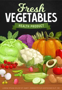 Farm vegetables, healthy food vector