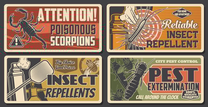Pest extermination, repellents, scorpio attention vector