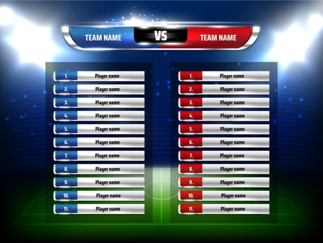 Soccer game scoreboard realistic vector template