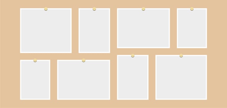Pictures or photos frame collage. comics page grid layout abstract photo frames and digital photo wall template vector