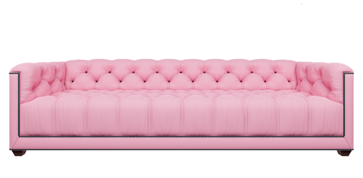 sofa leather pink isolated on white background, 3D PNG. png