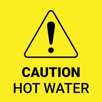 Caution hot water food safety hazard sign icon vector