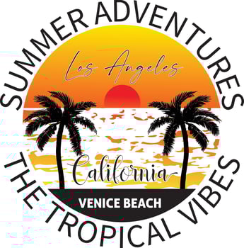 Summer Adventures Los Angeles California Venice Beach T-shirt Design Vector Illustration