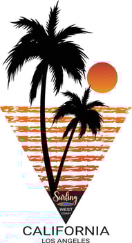 Surfing West Coast California Los Angeles T-shirt Design Vector Illustration