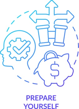 Prepare yourself blue gradient concept icon. Be ready to transformations. Adaptability tip abstract idea thin line illustration. Isolated outline drawing vector