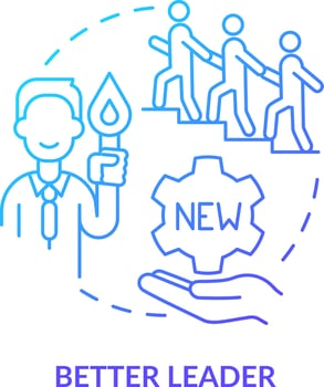 Better leader blue gradient concept icon. Leader qualities. Benefit of workplace adaptability abstract idea thin line illustration. Isolated outline drawing vector