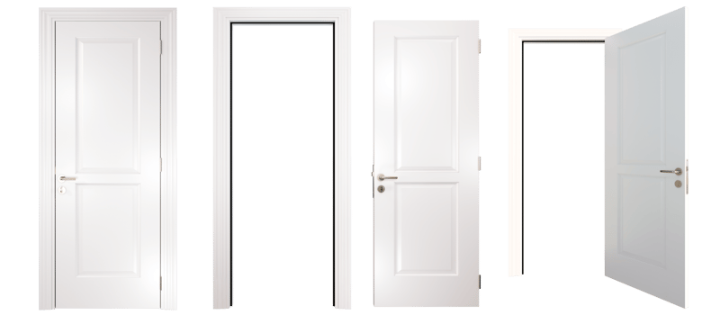 door White golden handle isolated on white background PNG 3D rendering.
