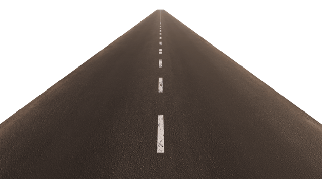Empty asphalt road two lanes in PNG isolated on transparent background. straight road line.