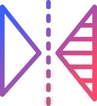 Vertical reflection pixel perfect gradient linear ui icon. Invert picture. Photography editor. Line color user interface symbol. Modern style pictogram. Vector isolated outline illustration