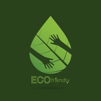 Eco friendly hands hug concept green tree.Environmentally friendly natural landscape illustration vector
