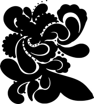 Vector silhouette of floral ornament on white background
