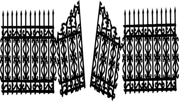 Vector silhouette of fence on white background