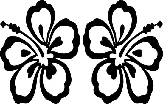 Vector silhouette of floral ornament on white background