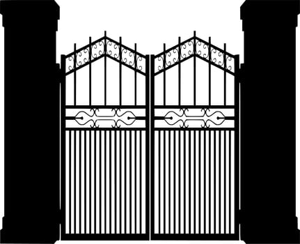 Vector silhouette of fence on white background