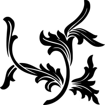 Vector silhouette of floral ornament on white background