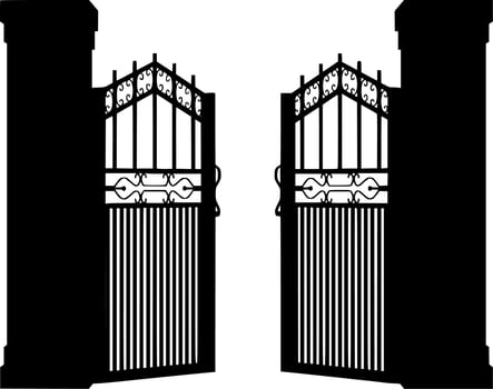 Vector silhouette of fence on white background
