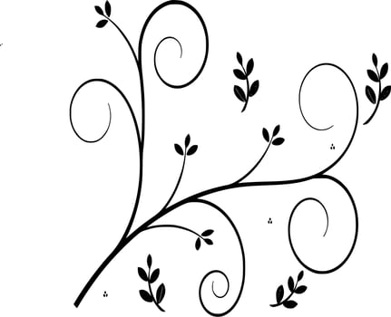 Vector silhouette of floral ornament on white background