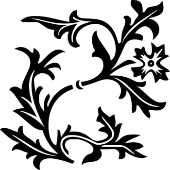 Vector silhouette of floral ornament on white background