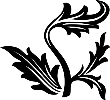 Vector silhouette of floral ornament on white background