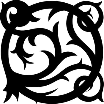 Vector silhouette of floral ornament on white background