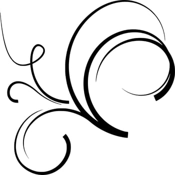 Vector silhouette of floral ornament on white background