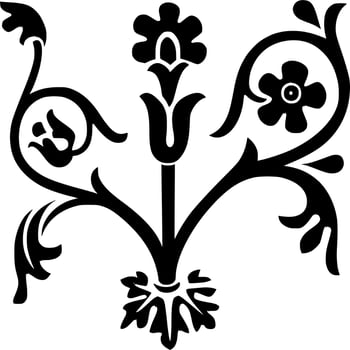 Vector silhouette of floral ornament on white background