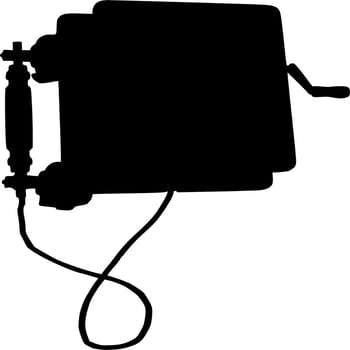 Vector silhouette of old phones on white background