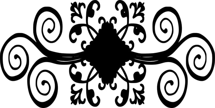 Vector silhouette of ornament on white background