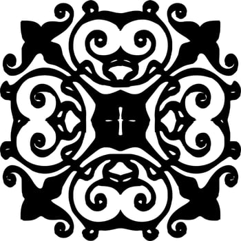 Vector silhouette of ornament on white background