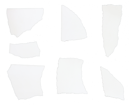 a sheet of paper torn to pieces on transparent background png file