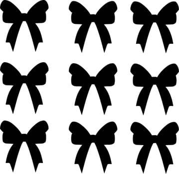 Vector silhouette of bows on white background