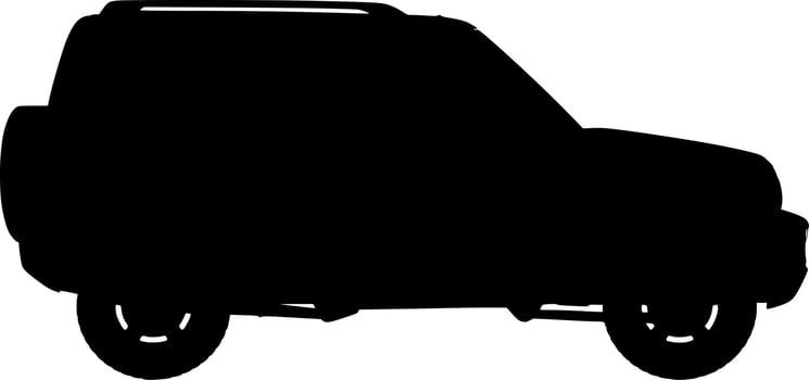 Vector silhouette of car on white background