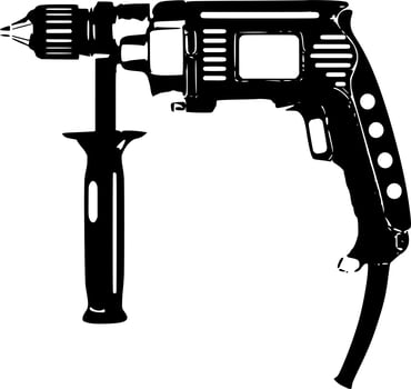 Vector silhouette of drill on white background