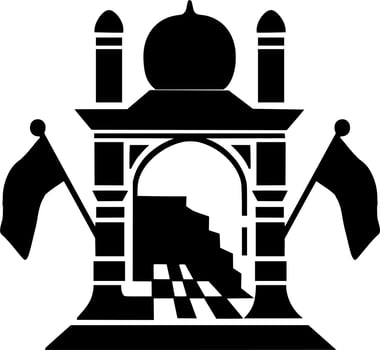Vector silhouette of mosque on white background