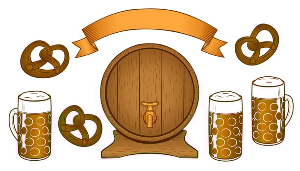 Set of beer theme objects vector