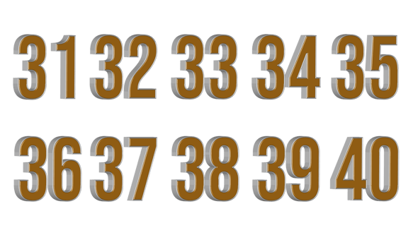 NUMBER 31 TO 40 GOLD SILVER STYLE PNG