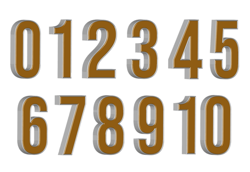 NUMBER 0 TO 10 GOLD SILVER STYLE PNG