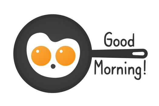 Frying pan with greeting words - Good Morning vector