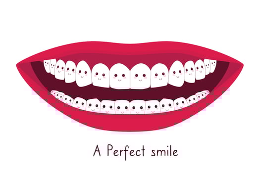 Wide shiny smile with white teeth as emojis vector