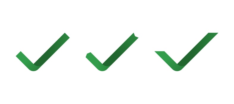 Three check mark icon in a box or square. vector