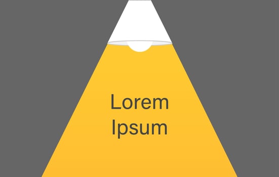 Ceiling lamp bulb as spotlight and text. vector